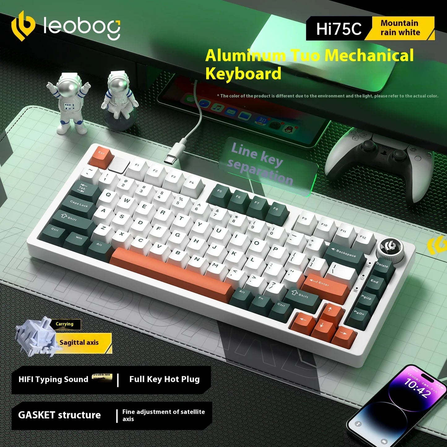 LEOBOG Hi75C Mechanical Keyboard Three Mode Hot Swap RGB Gasket Aluminium Alloy with Knob Hi75C Keyboard Kit Customized PC Gamer