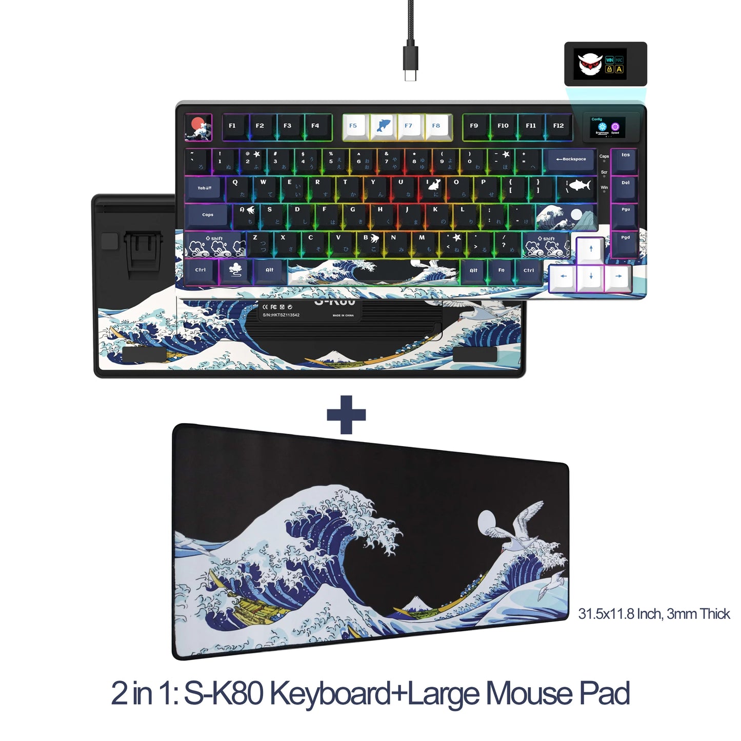 S-K80 Gamer Keyboard with Color OLED Display Mechanical Gaming Keyboard Hot Swappable Gasket Mount RGB Custom Keyboard