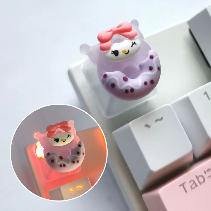 Diy Sanrio Translucent Keycap for Cross Axis Mechanical Keyboards Female Love Kuromi Key Cover