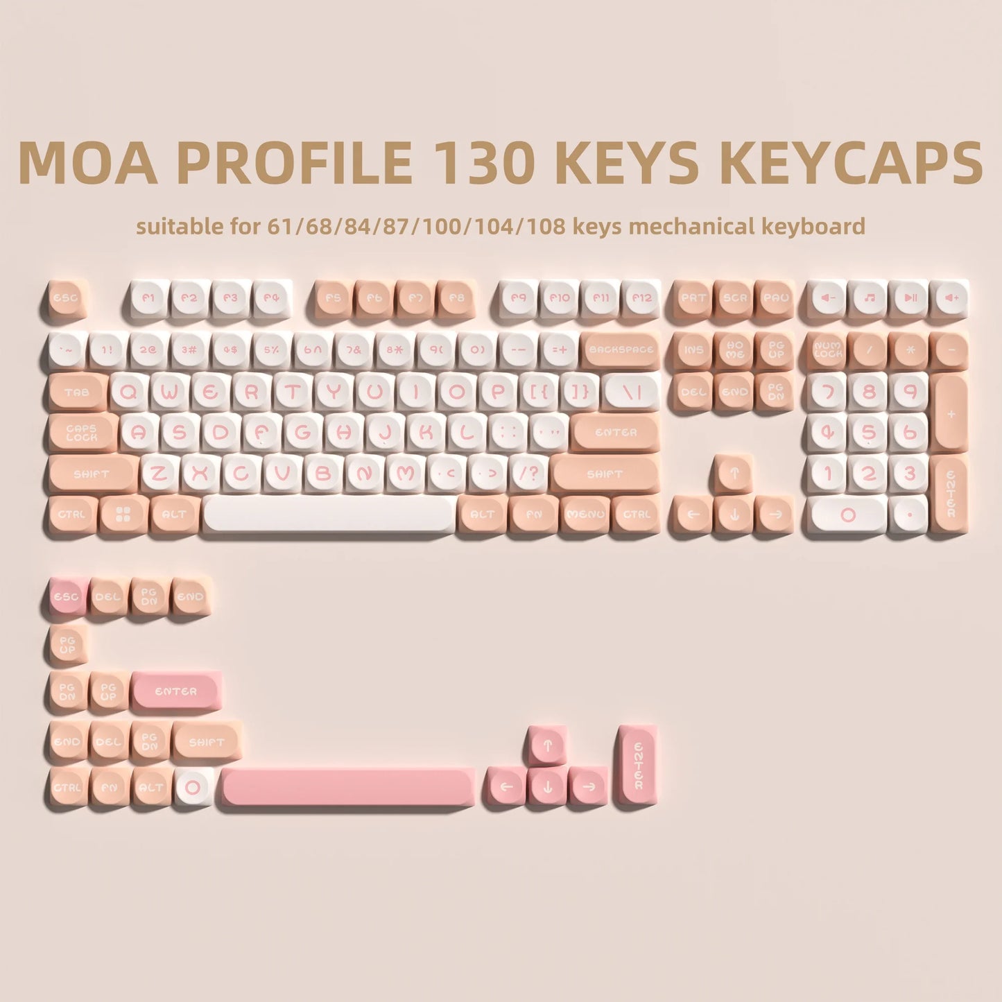 132 Keys Green 5 Sides Dye Sublimation PBT Keycaps Cute MOA Profile Keycaps for Cherry Gateron MX Switches Mechanical Keyboards