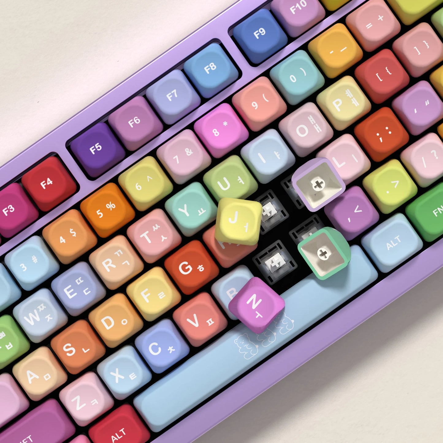 KOA Profile Gummy Bears Keycap PBT Custom Korean Keycaps for Mechanical Keyboard Game Cute 141 Keys Caps ISO 7U Space Bar