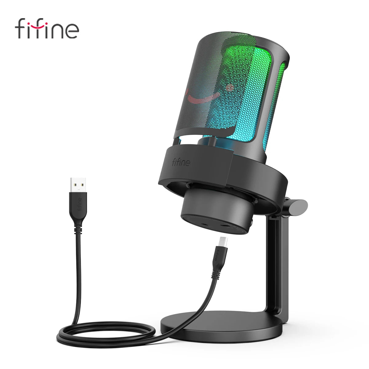 USB Microphone for Recording and Streaming on PC and Mac,Headphone Output and Touch-Mute Button,Mic with 3 RGB Modes -A8