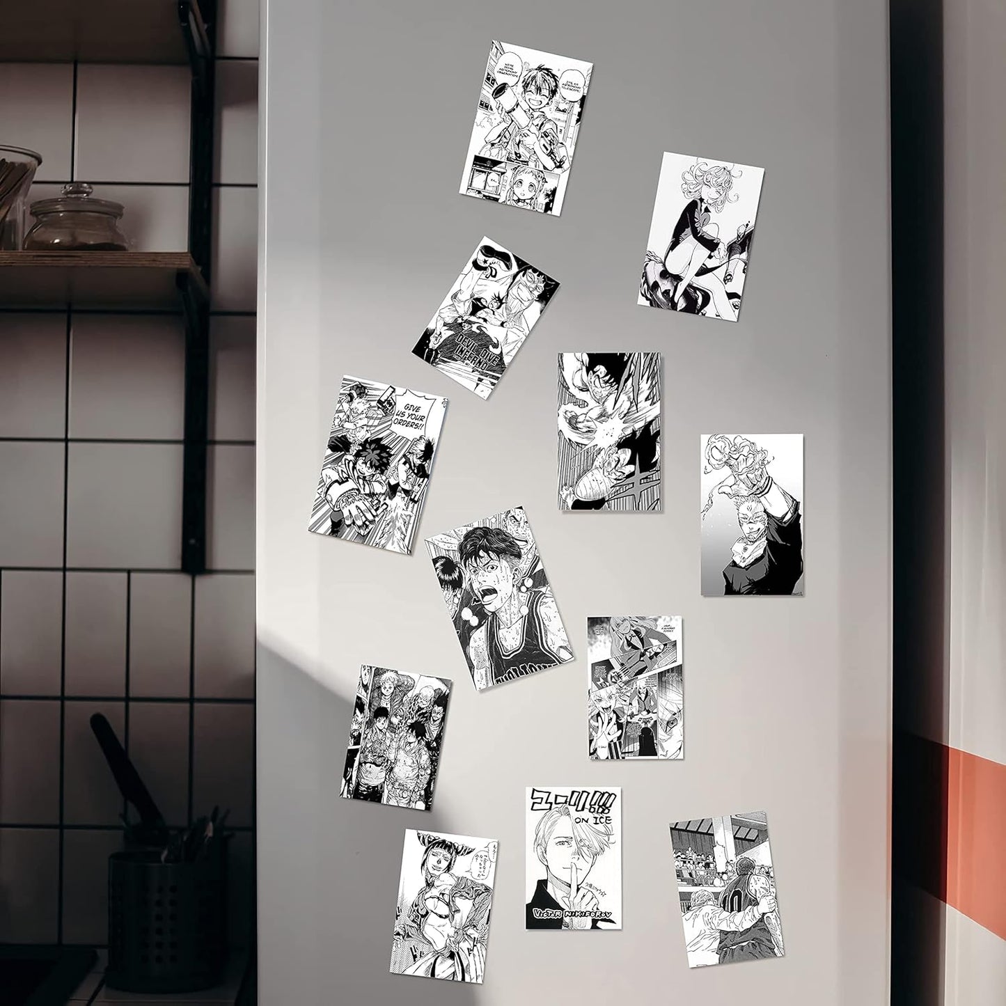 50 Pcs Anime Wall Collage Kit Aesthetic Pictures, Wall Collage Kit Black and White,Manga Wall Collage,Anime Posters,Anime Room Decor for Bedroom,My Hero Academia Posters 4X6 Inch Photo Collage Kit