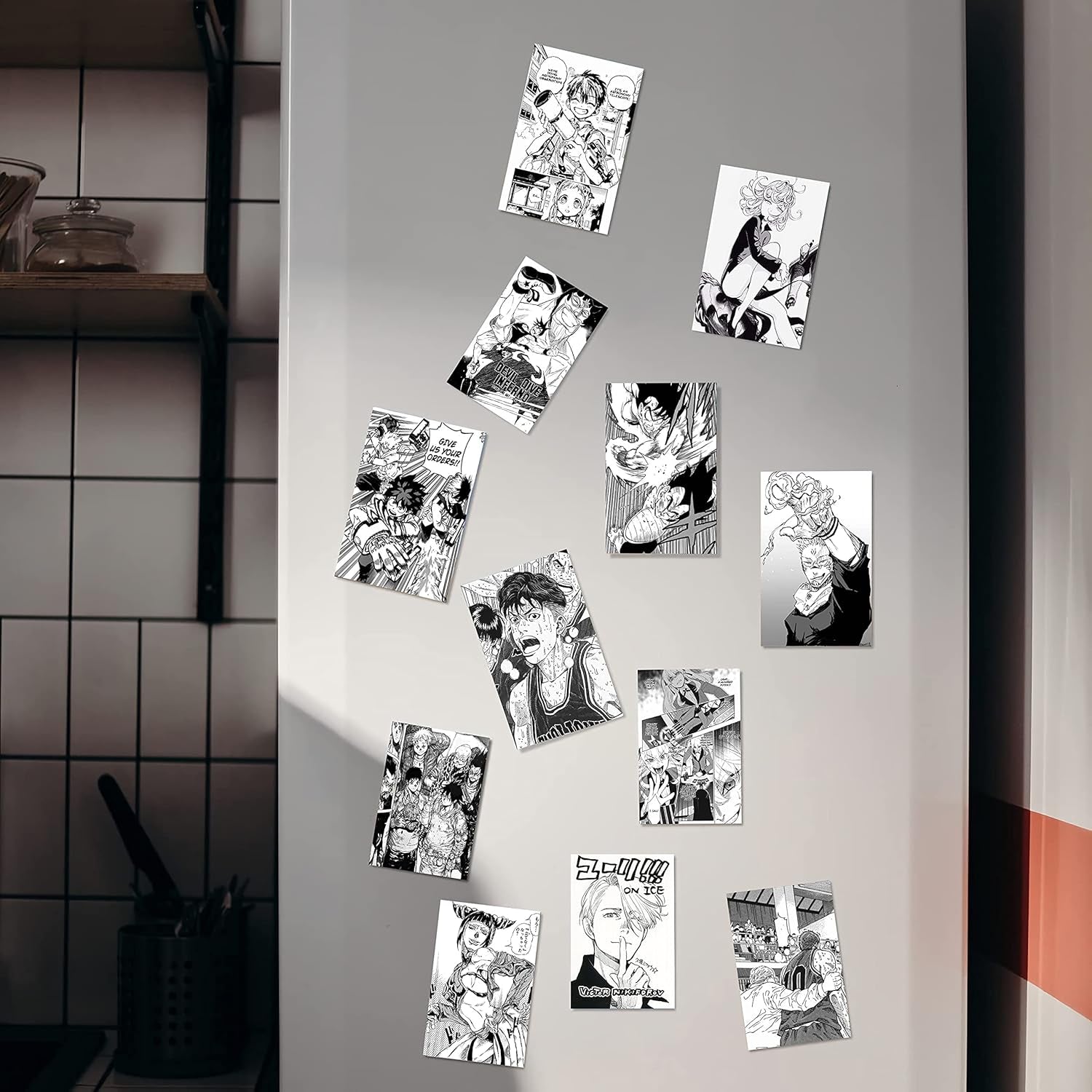 50 Pcs Anime Wall Collage Kit Aesthetic Pictures, Wall Collage Kit Black and White,Manga Wall Collage,Anime Posters,Anime Room Decor for Bedroom,My Hero Academia Posters 4X6 Inch Photo Collage Kit