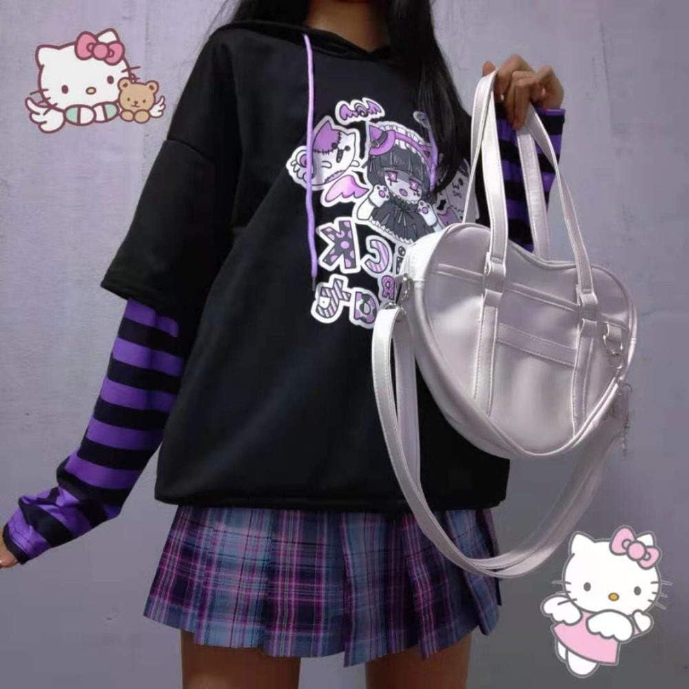 BZB Women'S Halloween Cute Hooded Sweatshirt Harajuku Street Style Super Cute Fake Two Piece Pullover Purple