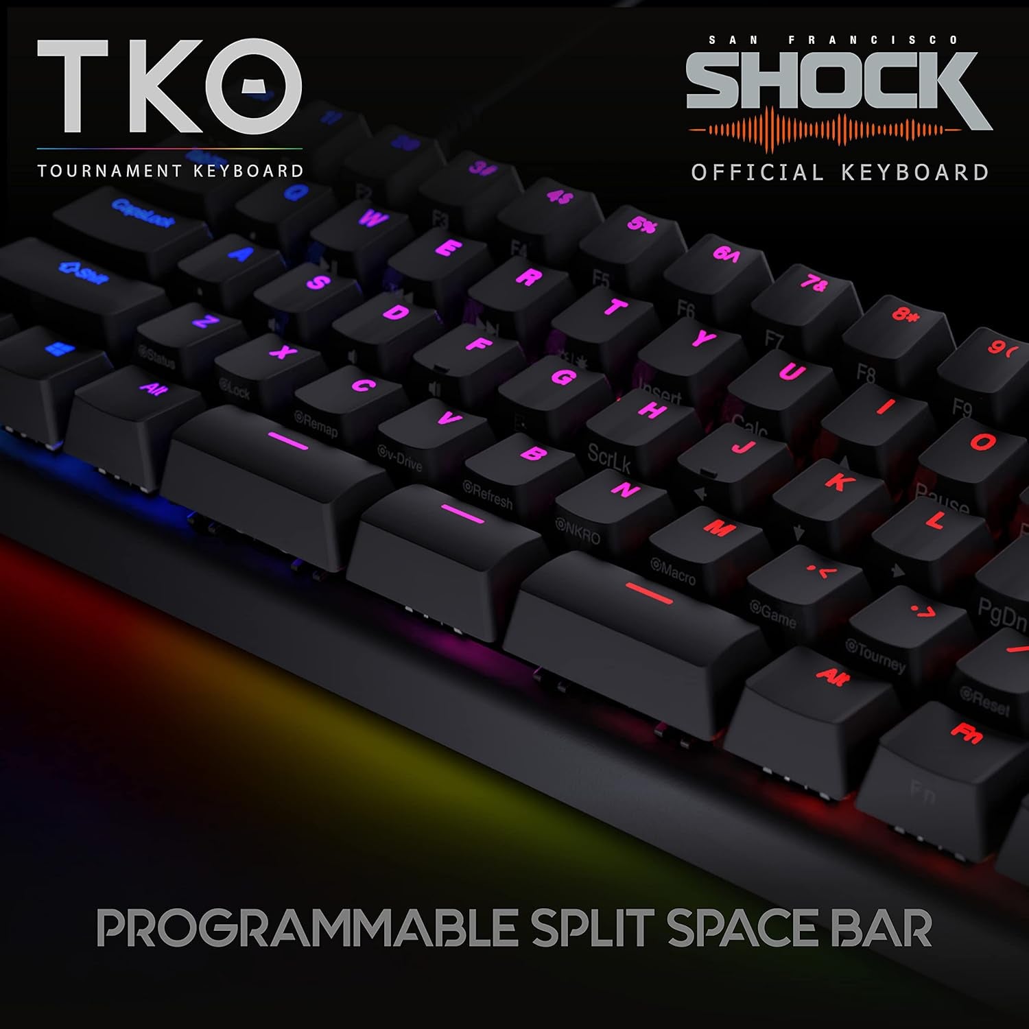 Gaming TKO Mechanical Keyboard | Tactile Brown Switches | 60% Layout | Split Spacebar | Hotswap | PBT Keycaps | Aluminum Body | SF Shock Limited Edition Travel Case