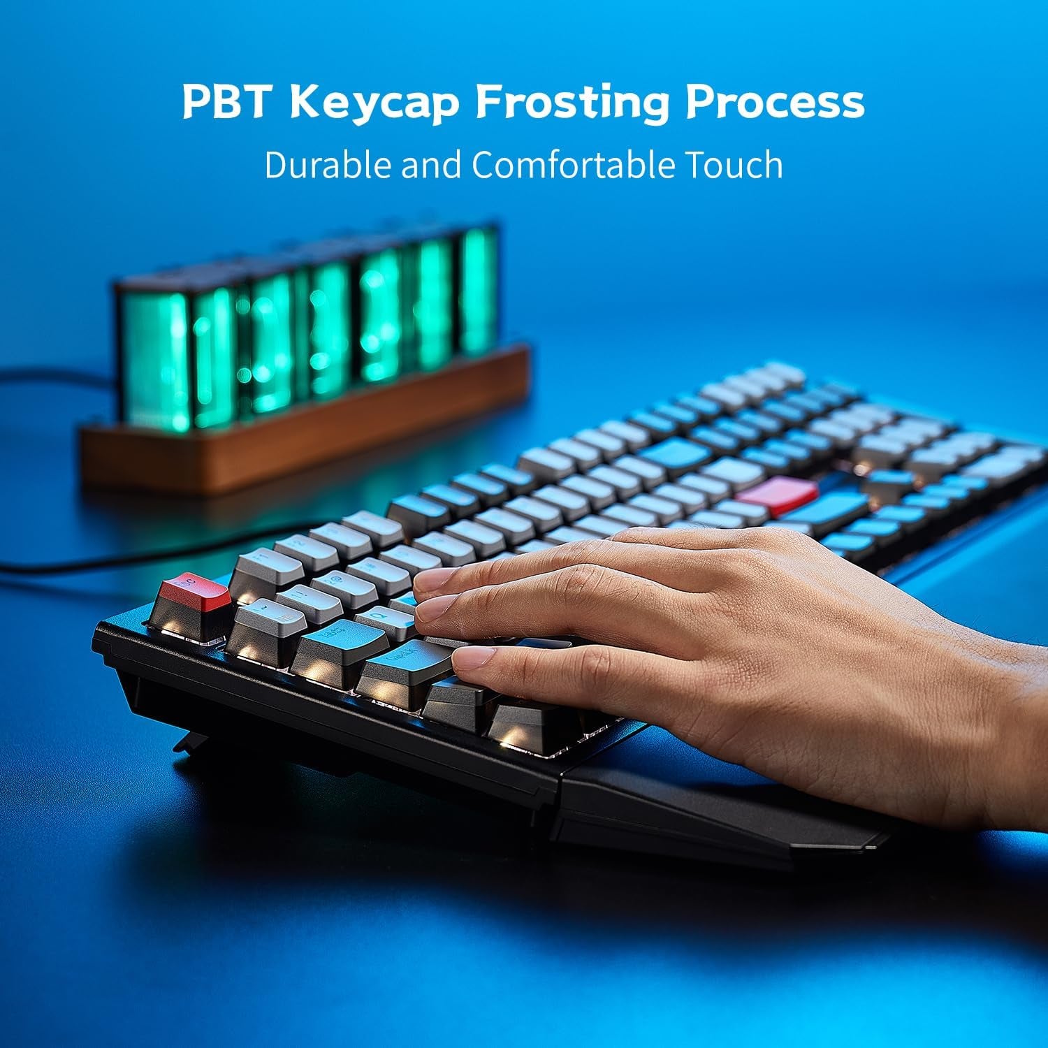 Hexgears Powerblade X5 Wireless Mechanical Gaming Keyboard, Pudding PBT Keycaps, Full Size 108-Key, Kailh Box Switches, N-Key Rollover, Anti-Ghosting, White Backlight, Wrist Rest, 2.4Ghz Wireless