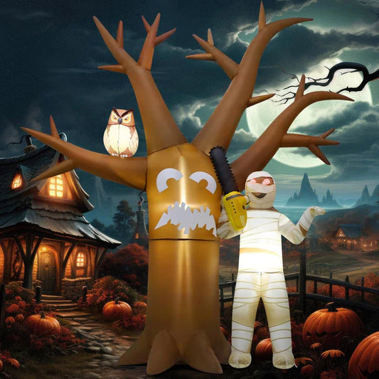 Halloween Inflatable 12 FT Inflatable Halloween Tree with Mummy Halloween Tree Inflatable