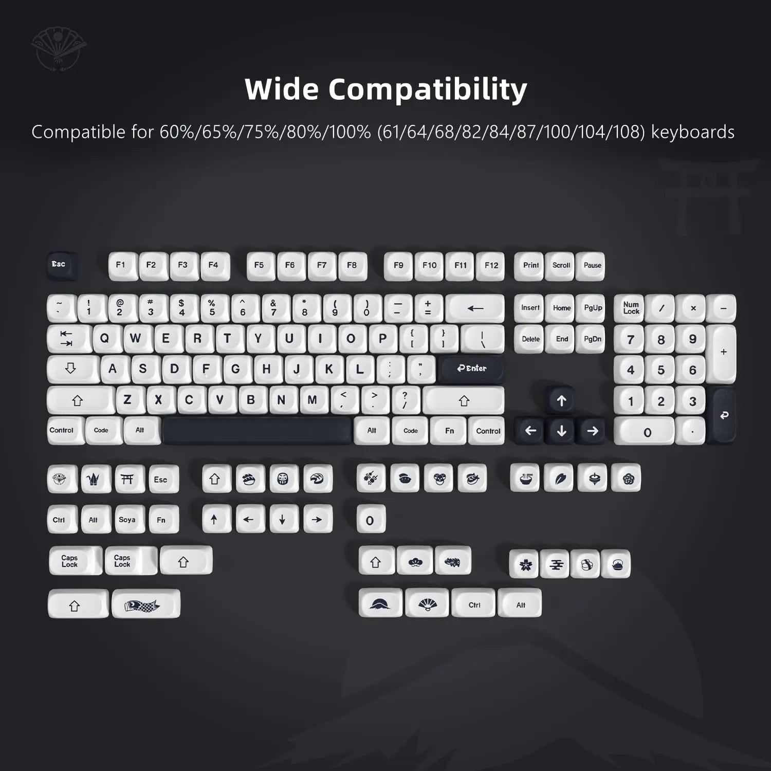 142 Keys Bow PBT Keycaps MOA Profile PBT Dye Sublimation DIY Key Caps for 61/87/104 Cherry MX Switch Gaming Mechanical Keyboard