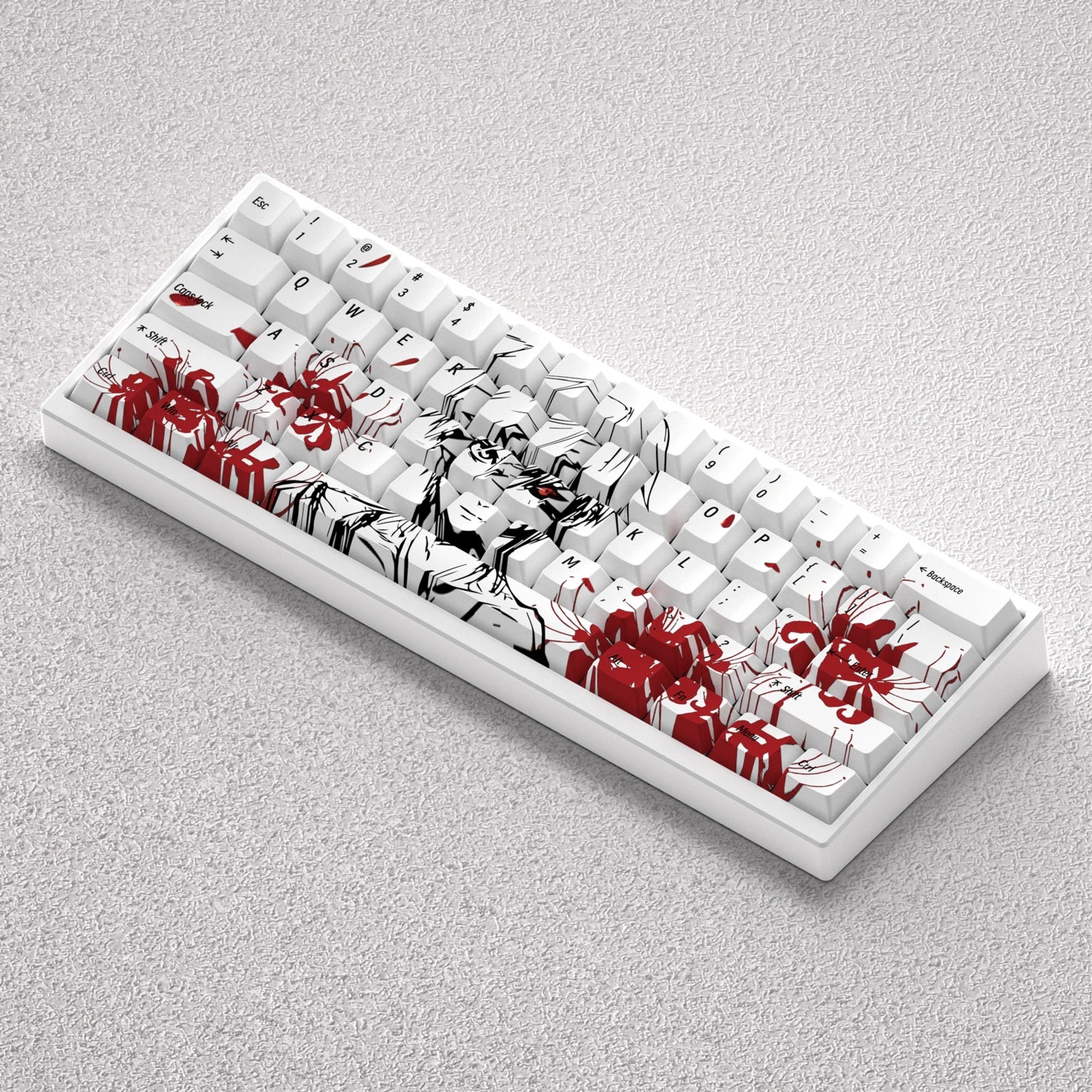 73 Keys Kaneki Ken Theme Keycaps Translucent Anime Key Cap PBT Keycap Cherry Profile Custom Keycap for 60 68 Mechanical Keyboard