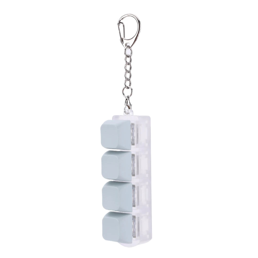 Button Keycap Fidget Keychain 4 Keys Keyboard Decompression Toys DIY Keyboard Keychain Toys for Adult Gifts to Relief Pass Time