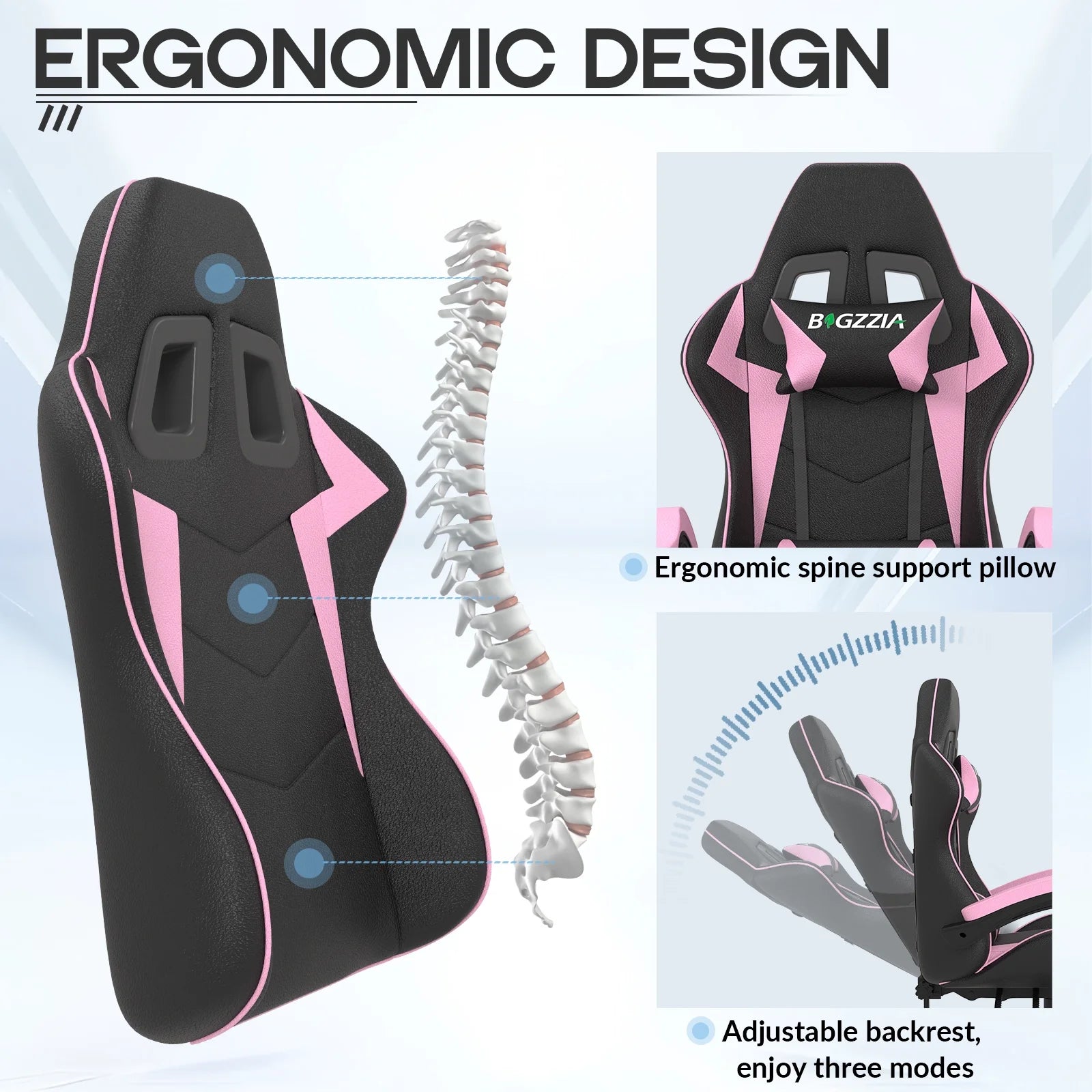 High-Back Gaming Chair PC Office Chair Computer Racing Chair PU Desk Task Chair Ergonomic Executive Swivel Rolling Chair with Lumbar Support for Back Pain Women, Men (Black&Pink)