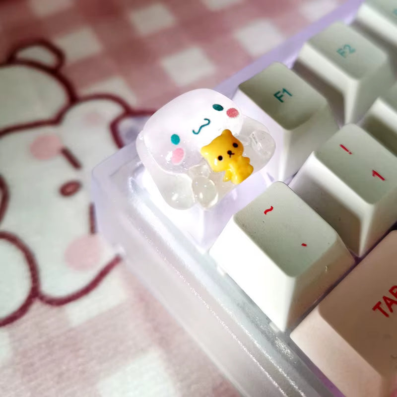 Diy Sanrio Translucent Keycap for Cross Axis Mechanical Keyboards Female Love Kuromi Key Cover