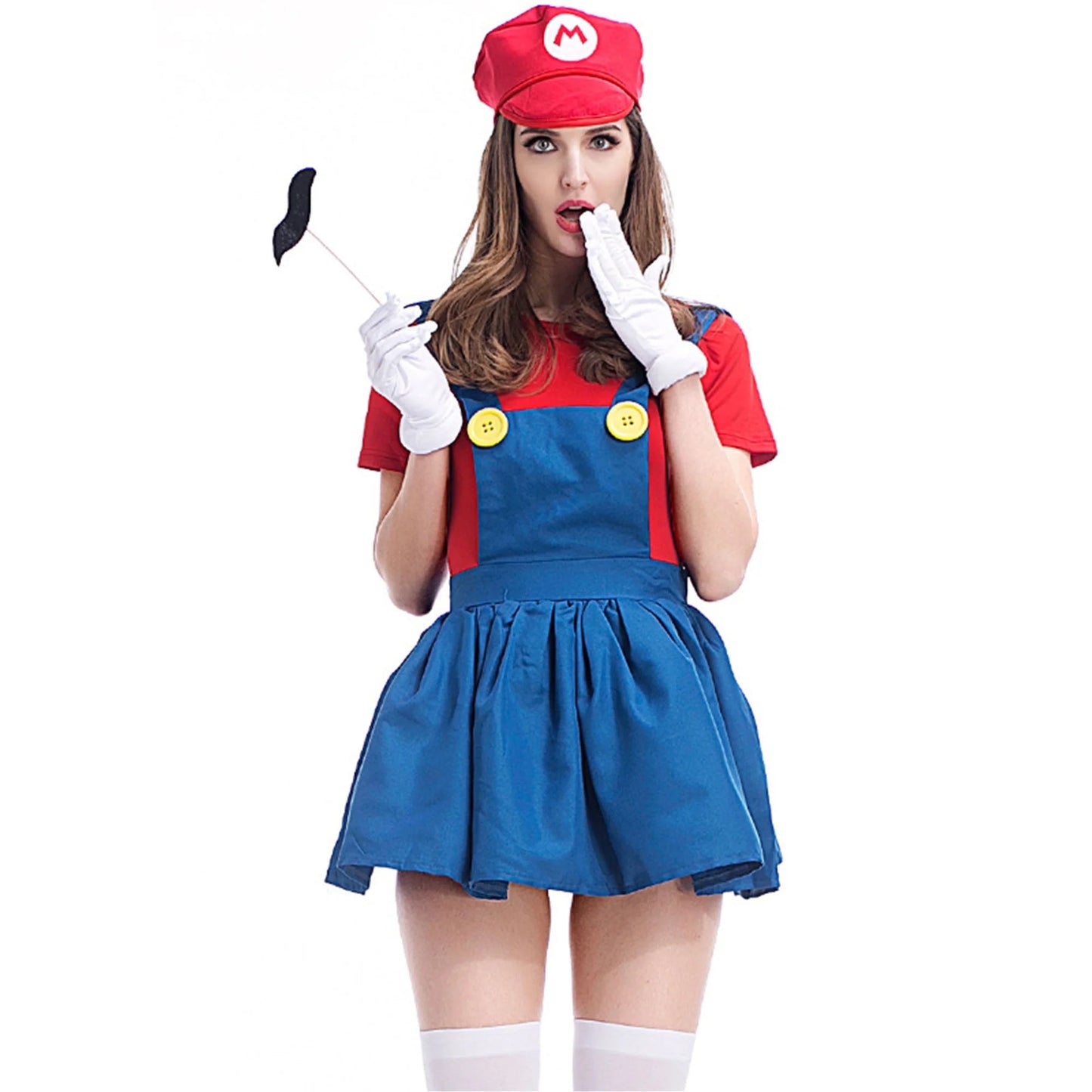 Super Bros Costume for Adults Unisex Cap Gloves Fake Accessory Kit for Cosplay Halloween for Women Men
