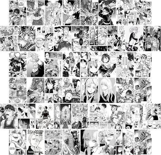 50 Pcs Anime Wall Collage Kit Aesthetic Pictures, Wall Collage Kit Black and White,Manga Wall Collage,Anime Posters,Anime Room Decor for Bedroom,My Hero Academia Posters 4X6 Inch Photo Collage Kit