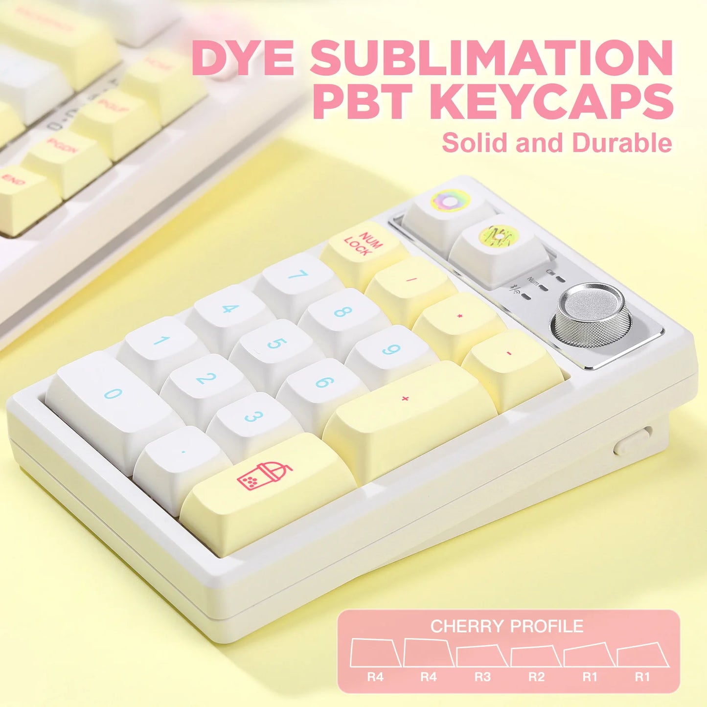 YZ19 Macaron 19 Keys Wireless Custom Knob Mechanical Number Pad, Hot Swappable Gasket RGB Numeric Keypad with PBT Keycaps
