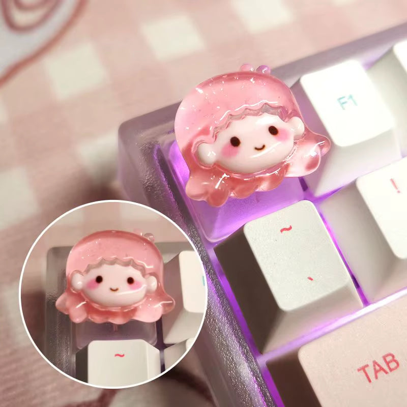 Diy Sanrio Translucent Keycap for Cross Axis Mechanical Keyboards Female Love Kuromi Key Cover