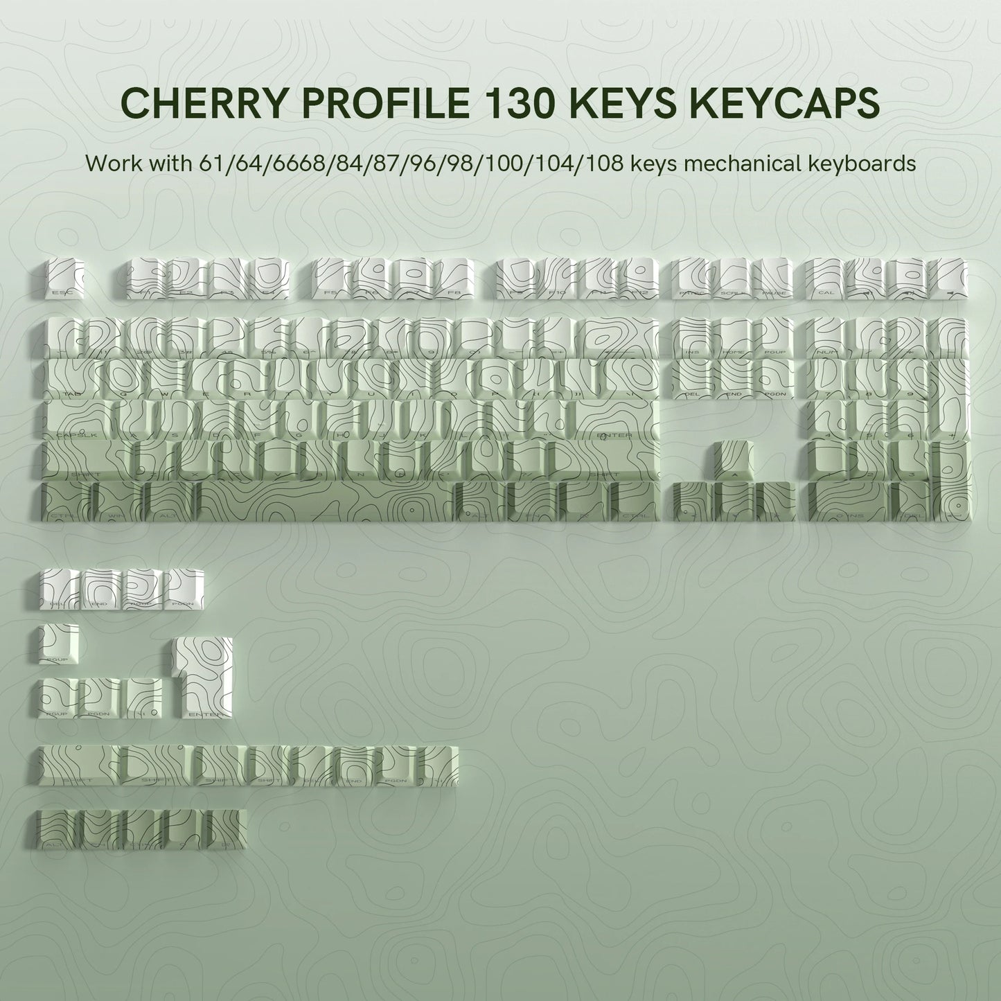 130 Keys Pink Cat Shine through Keycaps Dye Sub Side Print PBT Keycaps Cherry Profile for Cherry Gateron MX Switches Keyboard