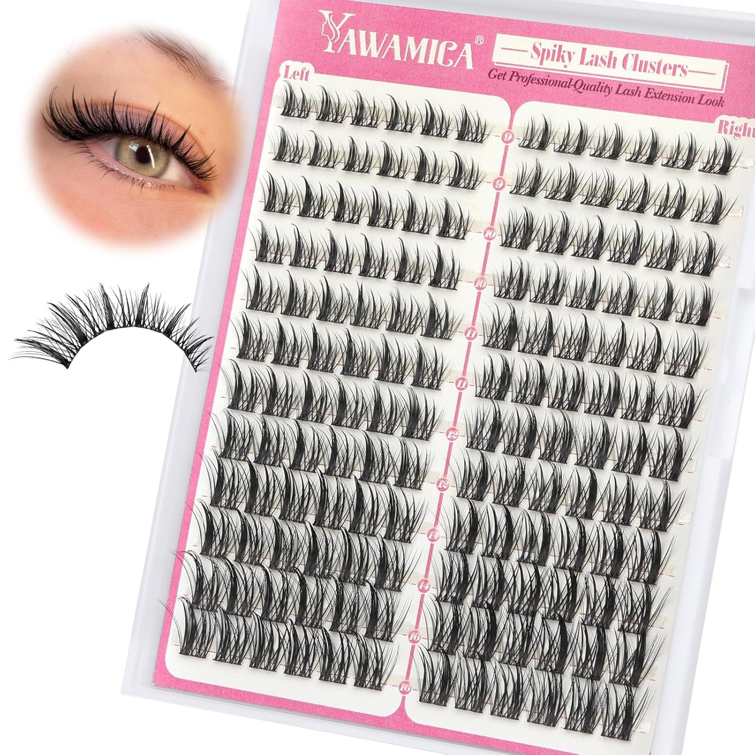 Yawamica Eyelash Clusters Manga Lashes Extension 9-16Mm Wispy Lash Clusters C Curl Individual Lashes 144 Pcs Spiky Cluster Eyelash Extensions Natural Cluster Lashes Waterproof DIY Anime Lash