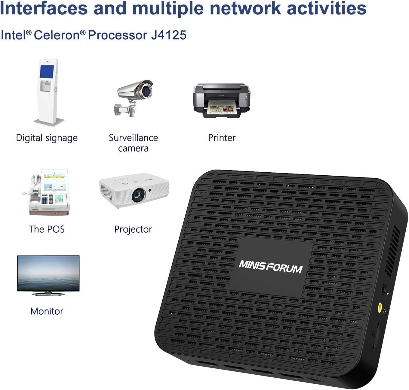 Mini PC GK41 Mini Desktop Computers 8GB DDR4 128GB SSD Intel Celeron J4125 Processor Dual LAN Mini PC, Digital Mic, Business Small PC 4K Hdmi/Displayport HTPC, Dual Band Wi-Fi Micro PC