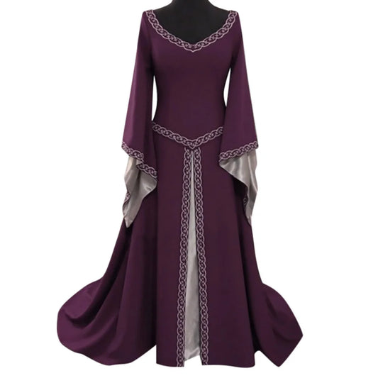 Women Retro Renaissance Dresses Lace up Irish over Dress Peasant Fairy Dress Ball Gown Halloween Dresses Clearance 2024 Z Purple 3X-Large