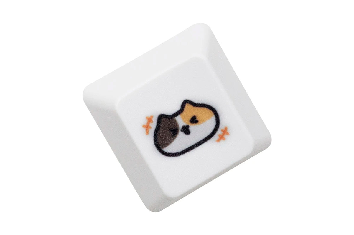 Cute Little Calico Cat Keycap Kitty Meme Keycap Dye Subbed Keycaps for Mx Stem Gaming Mechanical Keyboards Orange White Black