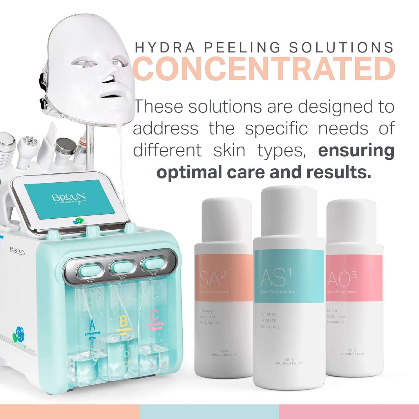 Facial Machine Concentrated Serums for Facial Cleansing – a Pack of 30 Ml 3 Aqua Peeling Solution AS1, SA2, and AO3 –Skin Care Solution Vacuum Face Cleaning Jet for Home and Spa