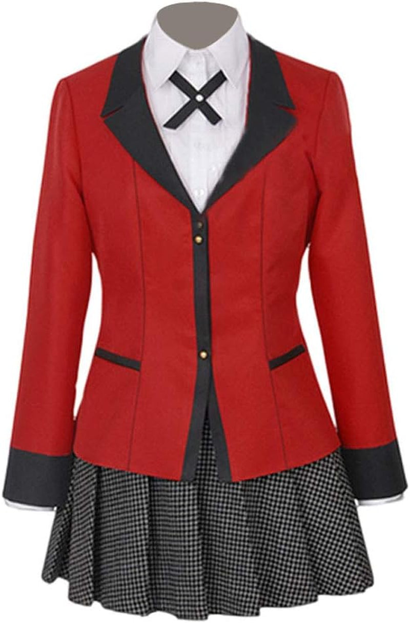 Boermee Womens Anime Yumeko Jabami Cosplay Costume JK Sailor Dress Full Set (S, Red)