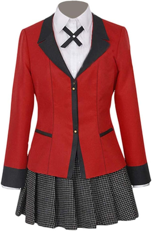 Boermee Womens Anime Yumeko Jabami Cosplay Costume JK Sailor Dress Full Set (S, Red)