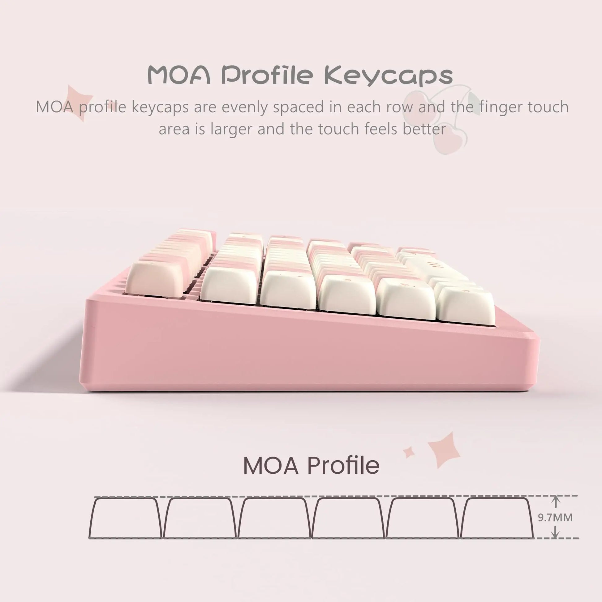 143 Keys Pink Cherry MOA Profile PBT Keycaps Customs Dye Sub Key Caps for 61/87/104 Cherry MX Switch Gaming Mechanical Keyboard