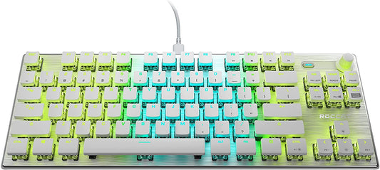 Vulcan TKL Pro PC USB-C Gaming Keyboard, Linear Optical Titan Switch, AIMO RGB Lighting, Tenkeyless Mechanical Feel Speed Keystroke, Low Profile Ergonomic Design for Wrist Rest Support, White
