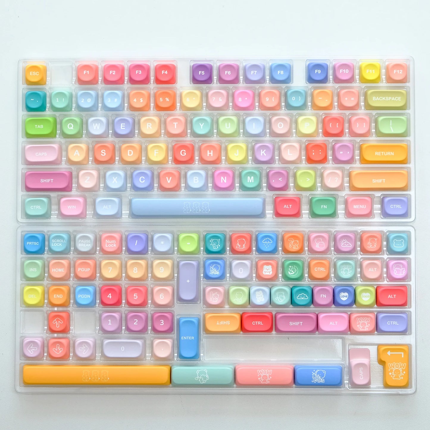 KOA Profile Gummy Bears Keycap PBT Custom Korean Keycaps for Mechanical Keyboard Game Cute 141 Keys Caps ISO 7U Space Bar