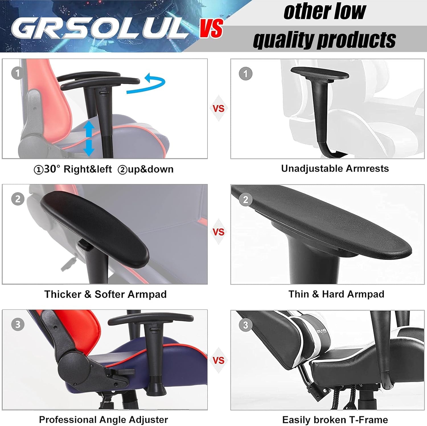 Gaming Chair Ergonomic Video Game Chair with Adjustable Lumbar Support & Headrest,High Back Office Computer Chair for Adults Teens,Blue.