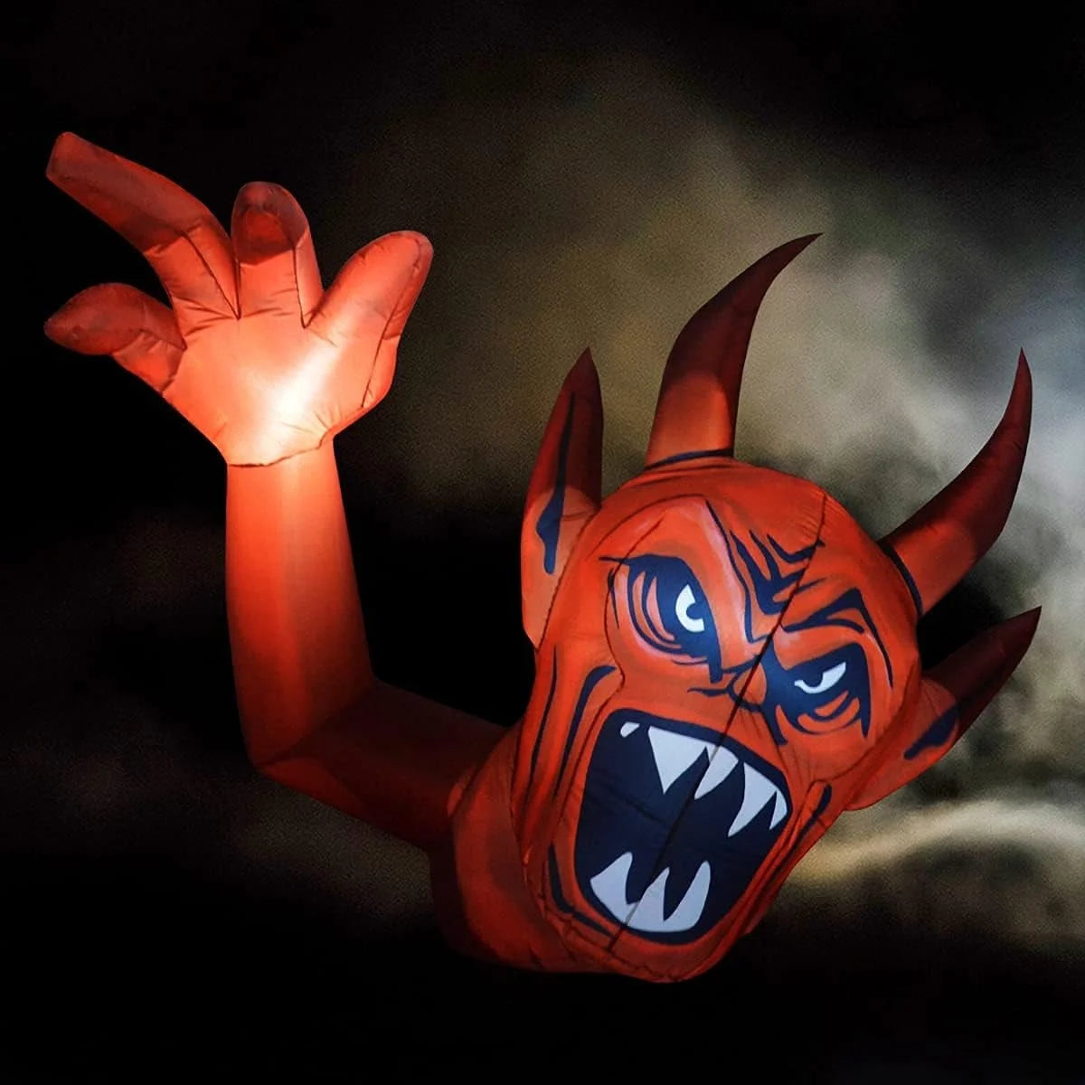 Halloween Inflatables 6 FT Halloween Devil Inflatable Raising Hand with Built-In LED Lights, Scary Devil Halloween Inflatable, Outdoor Halloween Decorations for Halloween Holiday Party
