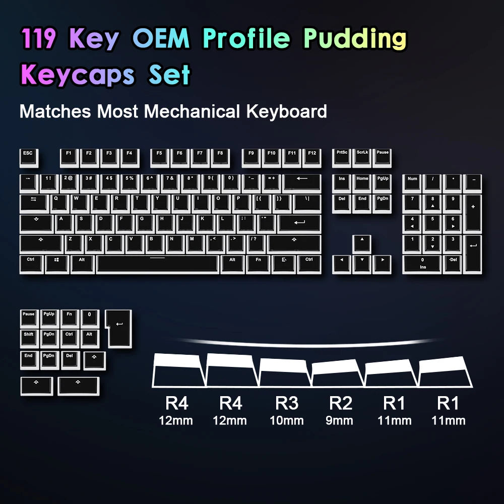 PBT Keycaps 119 Keys OEM Profile Set Custom Keycap for Key Caps Pudding Keycap for MX Switch Mechanical