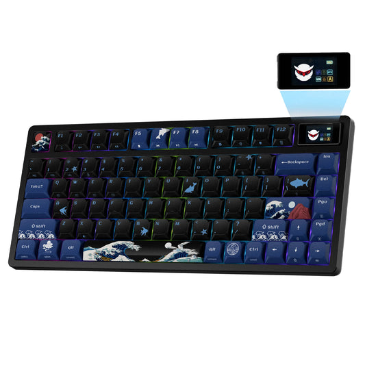 L75 PRO Wireless Low Profile Mechanical Keyboard Black Wave Kanagawa Tri-Mode Connection Gaming Keyboard Gasket-Mount Design