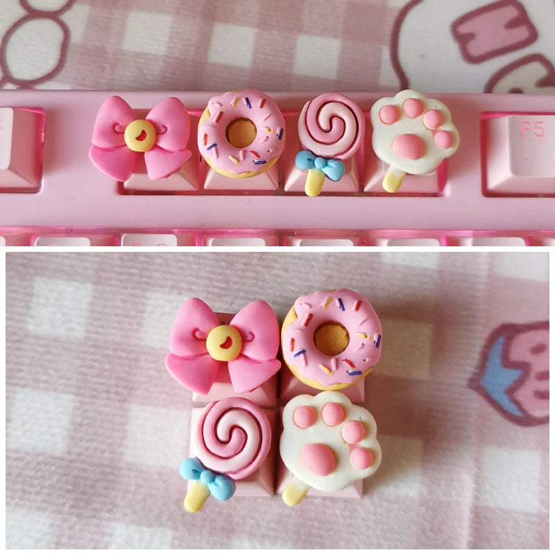 Lovely Cartoon Keycap Handmade Space Keycap Shift Backspace Enter Tab Supplement Combination Keycaps for DIY Mechanical Keyboard