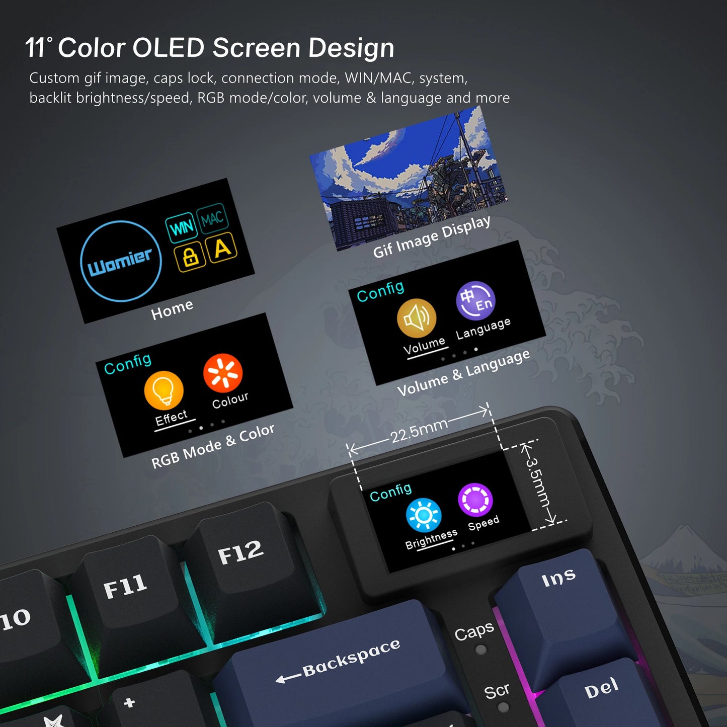 S-K80 Gamer Keyboard with Color OLED Display Mechanical Gaming Keyboard Hot Swappable Gasket Mount RGB Custom Keyboard