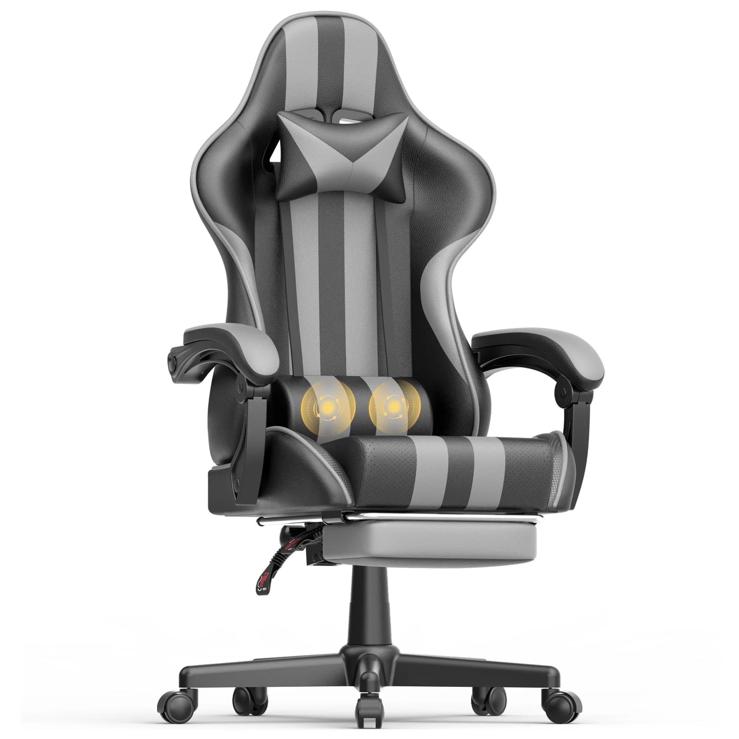 SOONTRANS Ergonomic High Back Gaming Chair with Footrest & Massage Lumbar Pillow, Green