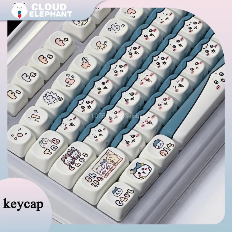 Miniso Chikawas Keycap Keycap 131 Keys Custom Made Kawaii Cap Dye-Sub Mechanical Keyboard Keycap MX Switch Girls Birthday Gift