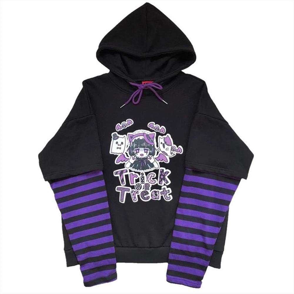 BZB Women'S Halloween Cute Hooded Sweatshirt Harajuku Street Style Super Cute Fake Two Piece Pullover Purple