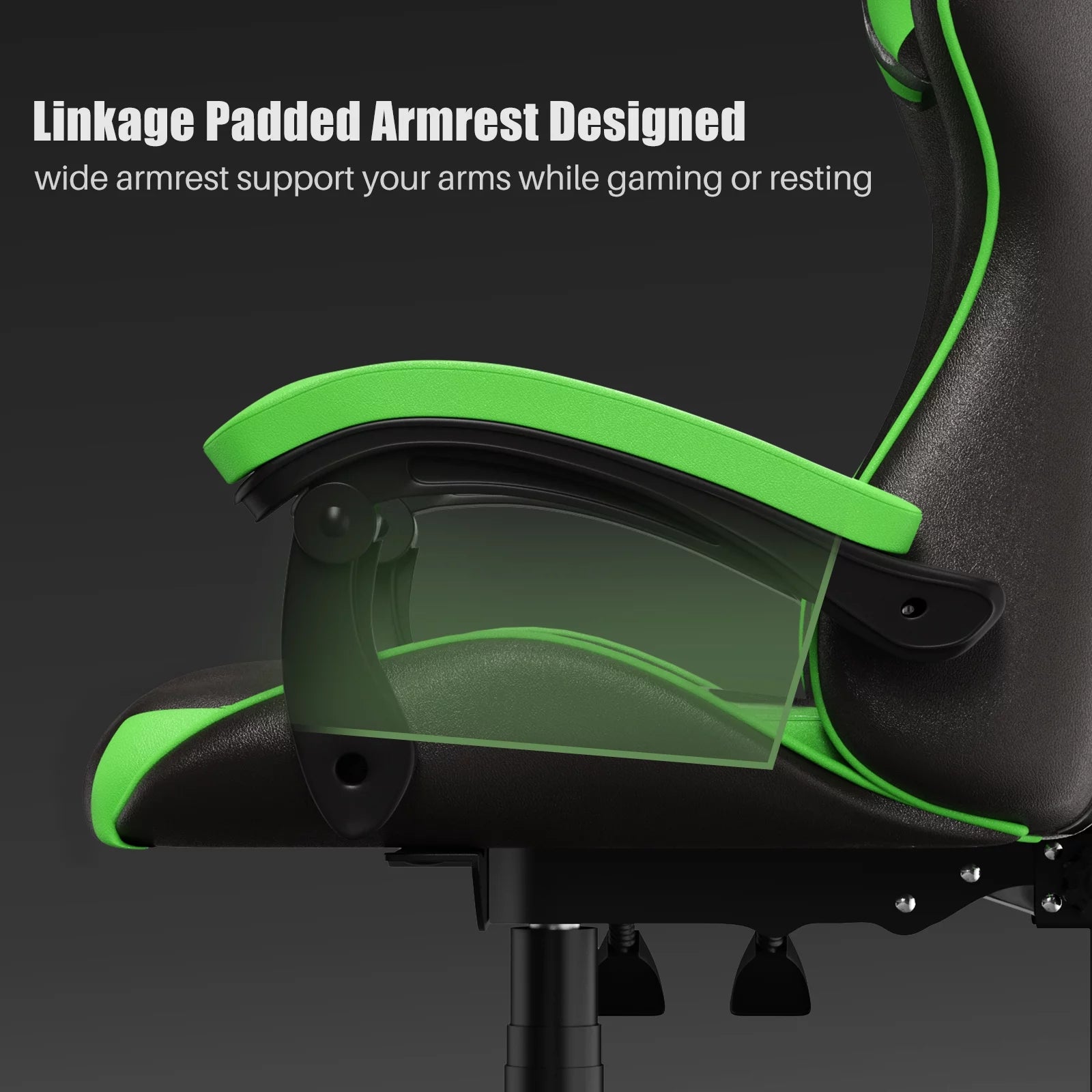 Gaming Chair Office Chair, Ergonomic Game Chair with Headrest & Lumbar Pillow, Green