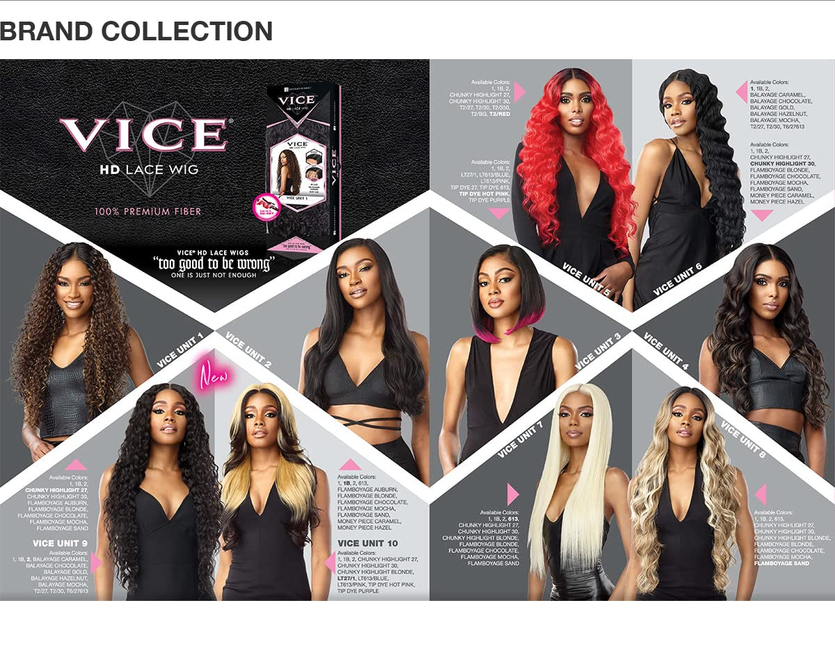 Sensationnel Vice Lace Front Wigs - Unit 10 5 Inch Deep Part Synthetic Preplucked Hairline (LT613/BLUE)