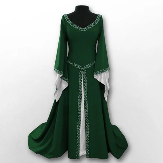 Women Retro Renaissance Dresses Medieval Costume Lace up Irish over Dress Peasant Fairy Dress Ball Gown Halloween Dresses Clearance 2025