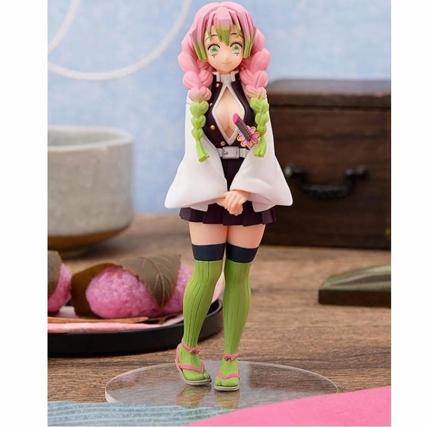 Anime Figures Action Figure 6.3Inch PVC Model Toys Fan Mitsuri Kanroji Figure Doll Eat Rice Action Figure Toys Anime Character Action Figure Onigiri Love Pillar