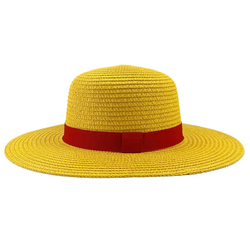 Brdwn Luffy Unisex Flat Straw Hat Neck String Cosplay Japanese Cartoon Props Hat