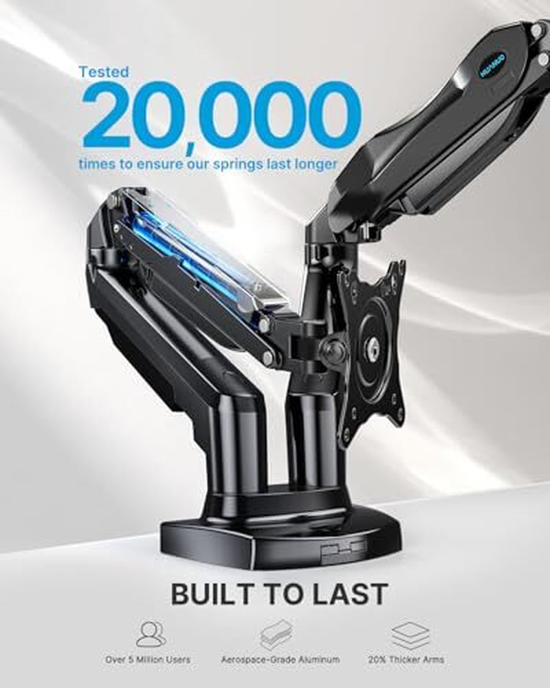 Dual Monitor Stand - Full Adjustable Monitor Desk Mount Swivel Vesa Black
