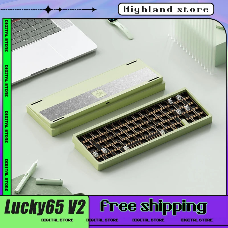 Lucky65 V2 Mechanical Keyboard Kit Bluetooth 3 Mode 2.4G Hot Swap Gasket Structure Rgb Customization Gaming Keyboard Gift