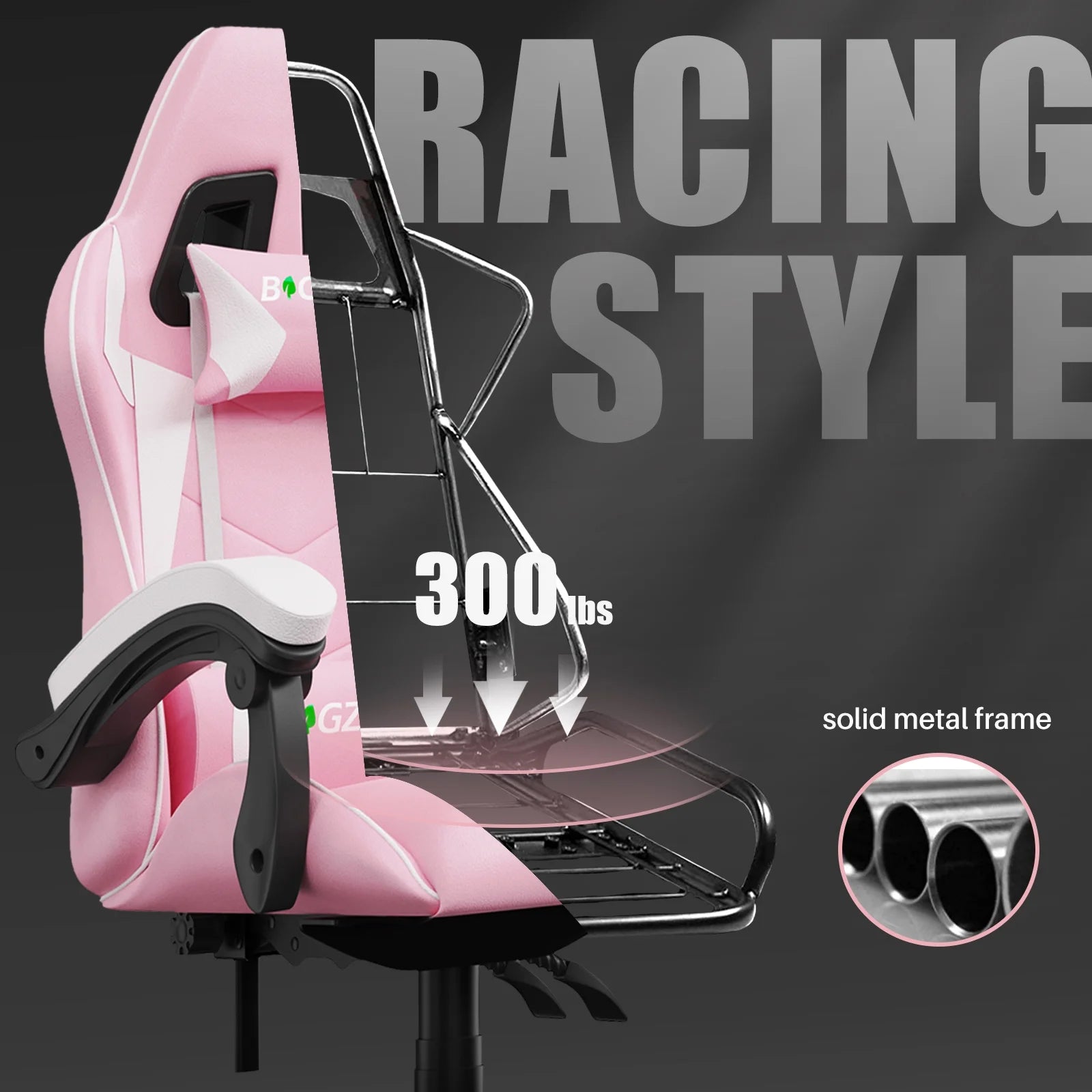 Gaming Chair, Ergonomic Game Chair with Headrest & Lumbar Pillow, Pink