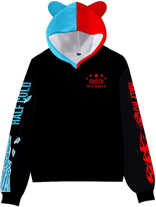 DAVIKO Kids Graphic Print Hoodie with Cute Cat Ear Long Sleeve Pullover for Kids Hoodies